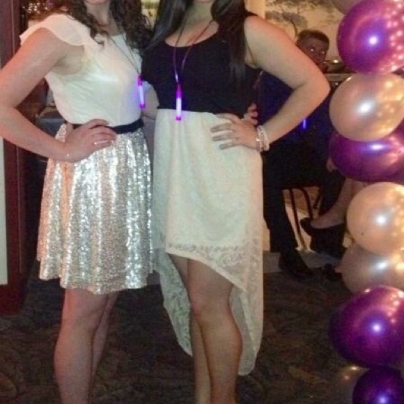 Black and Beige Hight Low Dress - Picture 5 of 5